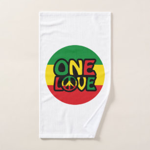 Toalha De Mão One Love, Reggae design com cores reggae