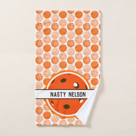 Toalha De Mão Orange Picklebolas Personalizadas Tribunal de Pick