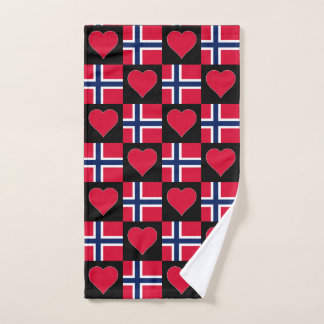 Toalha De Mão Orgulho Norueguês de Pavilhão e Coração