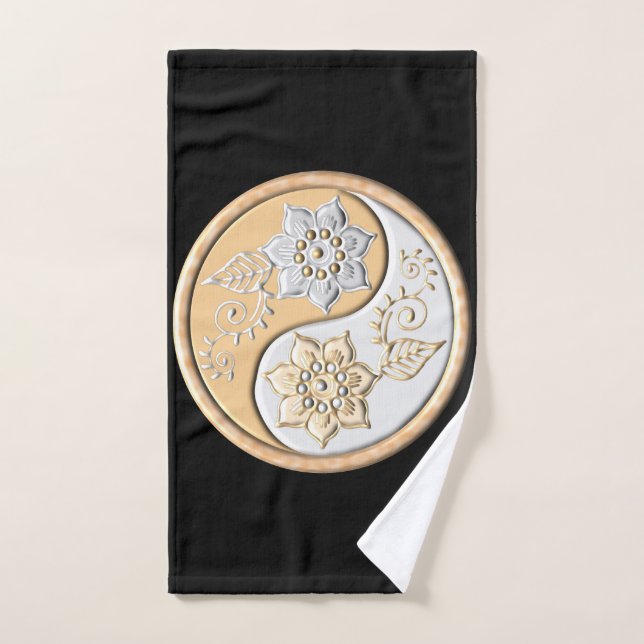 Toalha De Mão Ouro & Prata Yin Yang  (Toalha de mão)