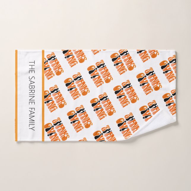 Toalha De Mão outono de Ação de Graças do Grafite Branco Moderno (Toalha de mão)