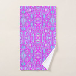 Toalha De Mão Padrão Abstrato Rosa Quente Alucinante e Azul Água