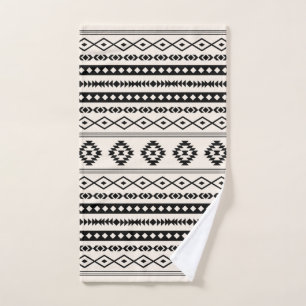 Toalha De Mão Padrão Aztec Black on Cream Mixed Motifs