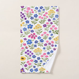 Toalha De Mão Padrão contínuo de flores silvestres minimalista e