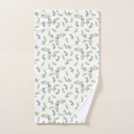 Toalha De Mão Padrão de azeite verde-sage de aquarela botânica