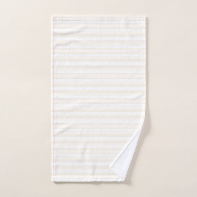 Toalha De Mão Padrão de cinco faixas bege e branco (Toalha de mão)