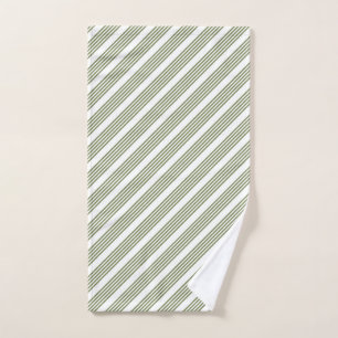 Toalha De Mão Padrão de cinco faixas verde-oliva e branco