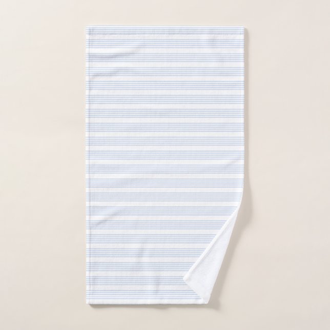 Toalha De Mão Padrão de cinco listras azul-claro e branco (Toalha de mão)
