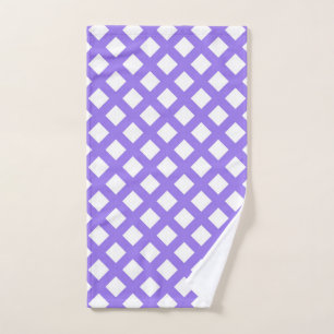 Toalha De Mão Padrão de Diamante Xadrez Branco Roxo