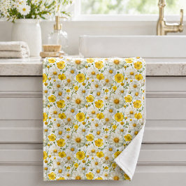 Toalha De Mão Padrão de Flor Silvestre com Aquarela Amarela