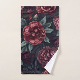 Toalha De Mão Padrão de Flores Mal-humoradas Aquarela Vermelho E
