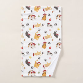 Toalha De Mão Padrão de Gato de Férias Fofo