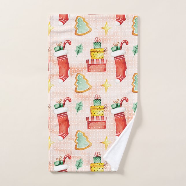 Toalha De Mão Padrão de Natal com Presentes (Toalha de mão)