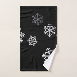 Toalha De Mão Padrão de Natal Monocromático Minimalista do Floco