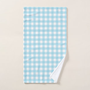 Toalha De Mão Padrão de Pastel Gingham Azul Claro