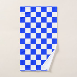 Toalha De Mão Padrão de Verificação Branco Azul