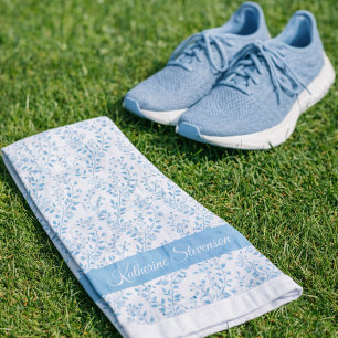Toalha De Mão Padrão Floral Vintage Azul Empoeirado Esportes