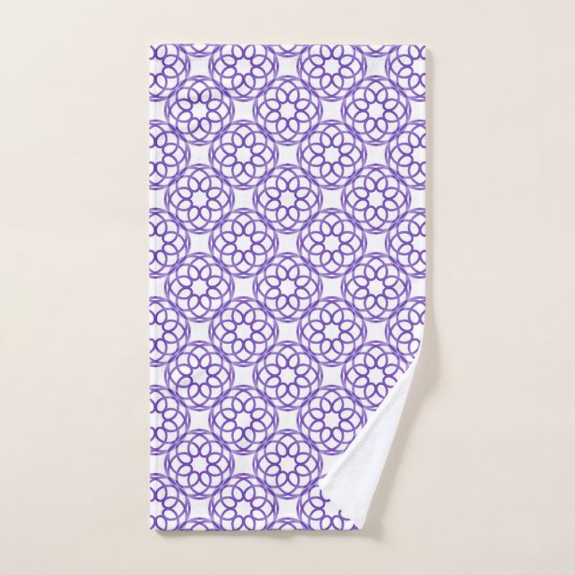 Toalha De Mão Padrão Geométrico Branco Roxo Sem Olhos (Toalha de mão)