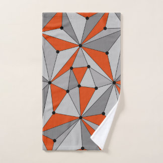 Toalha De Mão Padrão geométrico de Abstrato - cinza e laranja.