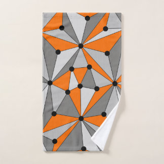 Toalha De Mão Padrão geométrico de Abstrato - cinza e laranja.