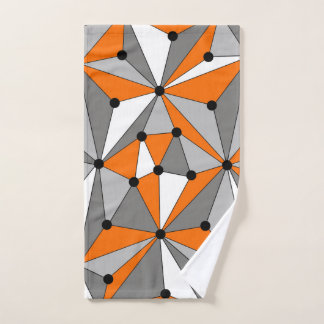 Toalha De Mão Padrão geométrico de Abstrato - cinza e laranja.