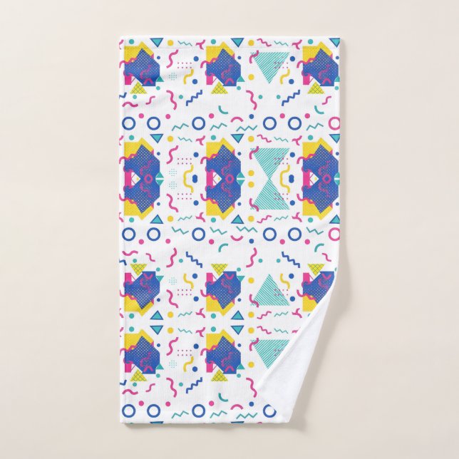 Toalha De Mão Padrão Geométrico de Retro Memphis (Toalha de mão)