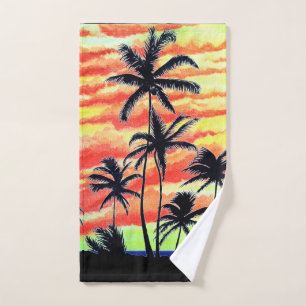 Toalha De Mão Palmas de Coco Sunset Havaiano