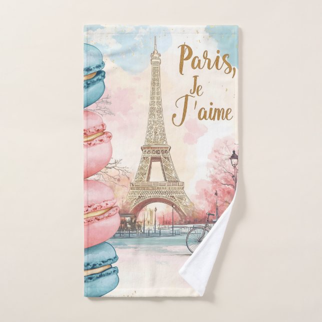 Toalha De Mão  Paris, Je T'aime - Torre Eiffel com Macarons  (Toalha de mão)