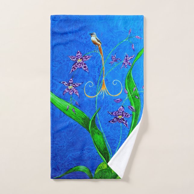 Toalha De Mão Pássaro Orquídeo do Havaí Feliz (Toalha de mão)