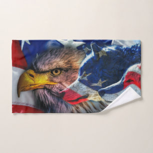 Toalha De Mão Patriótico da Bandeira do Lobo Bald Americano