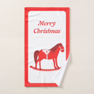 Toalha De Mão Personalização de Cavalo Fogueiro de Natal escandi
