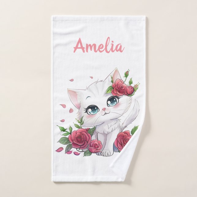 Toalha de Mão Personalizada - Cartoon de Gato Boni (Toalha de mão)