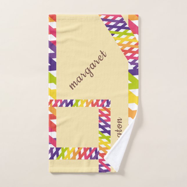 Toalha de Mão Personalizada com Listras Multicolor (Toalha de mão)