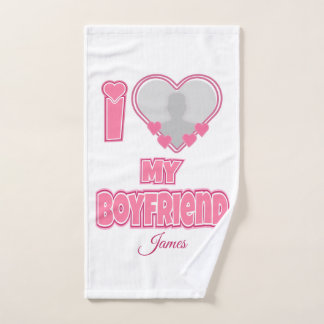 Toalha De Mão Personalizado Eu Amo Meu Namorado - Adicionar Foto