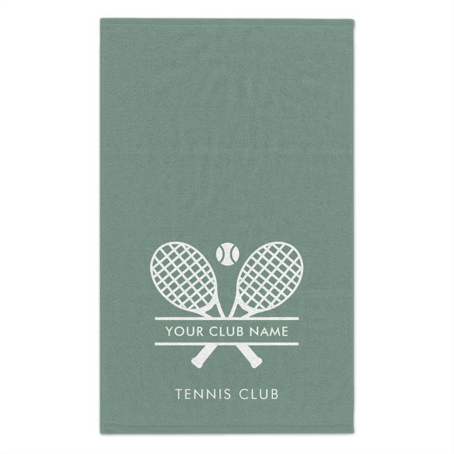 Toalha De Mão Personalizado para Tênis da Equipe de Nomes de Clu (Lawn Tennis Club Sage Green White Logo Hand Towel)
