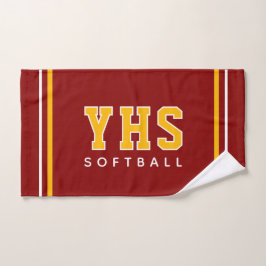 Toalha De Mão Personalized School Initials Softball Sport Team