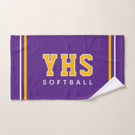 Toalha De Mão Personalized School Initials Softball Sport Team
