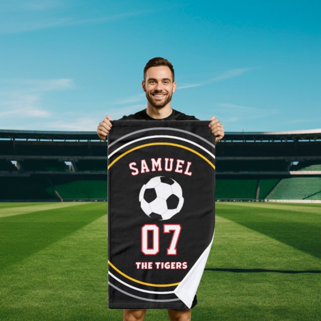 Toalha De Mão Personalized Sports coach soccer Football Player (Criador carregado)