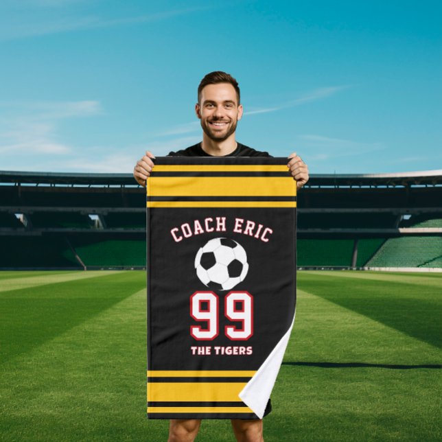 Toalha De Mão Personalized Sports soccer coach Football Player (Criador carregado)
