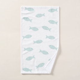Toalha De Mão Pescadas verdes sobre fundo branco