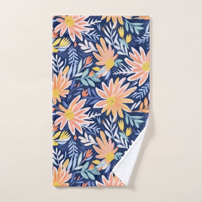 Toalha De Mão Pessel azul folk floral (Toalha de mão)