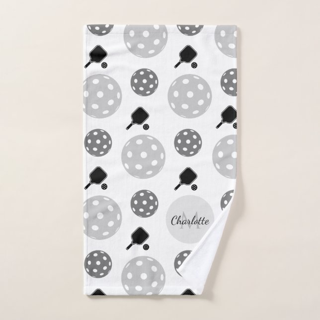 Toalha De Mão Pickleball Paddle Racket Ball Monograma Kids (Toalha de mão)