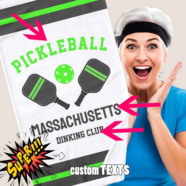 Toalha De Mão Pickleball personalizável (Customizable pickleball hand towel - lime green charcoal)