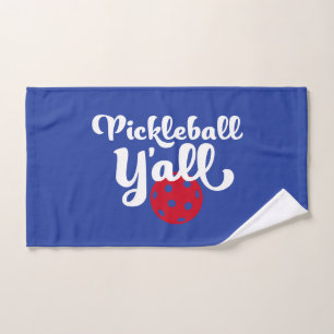 Toalha De Mão Pickleball Y'all Funny Red Blue