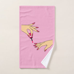 Toalha De Mão Pink Nails Manicure Art - Girly Beauty