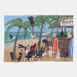 Toalha De Mão Pintura de Labradors das férias de verão da ilha