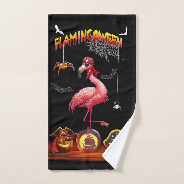 TOALHA DE MÃO PIRATO DE HALLOWEEN FLAMINGOWEEN (Toalha de mão)