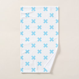 Toalha De Mão Pontos crus azuis do bebê em branco