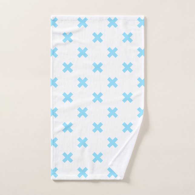 Toalha De Mão Pontos crus azuis do bebê em branco (Toalha de mão)