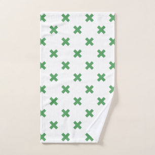 Toalha De Mão Pontos de cruz verdes sobre o branco